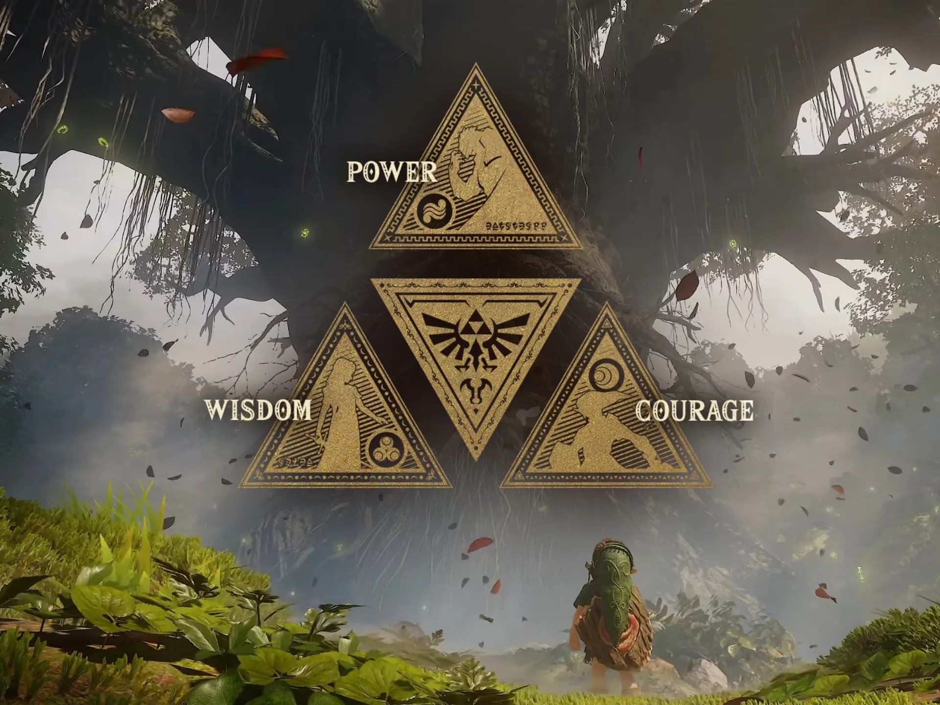 A black and gold gaming dock featuring the Zelda Triforce crest alongside handheld controllers.