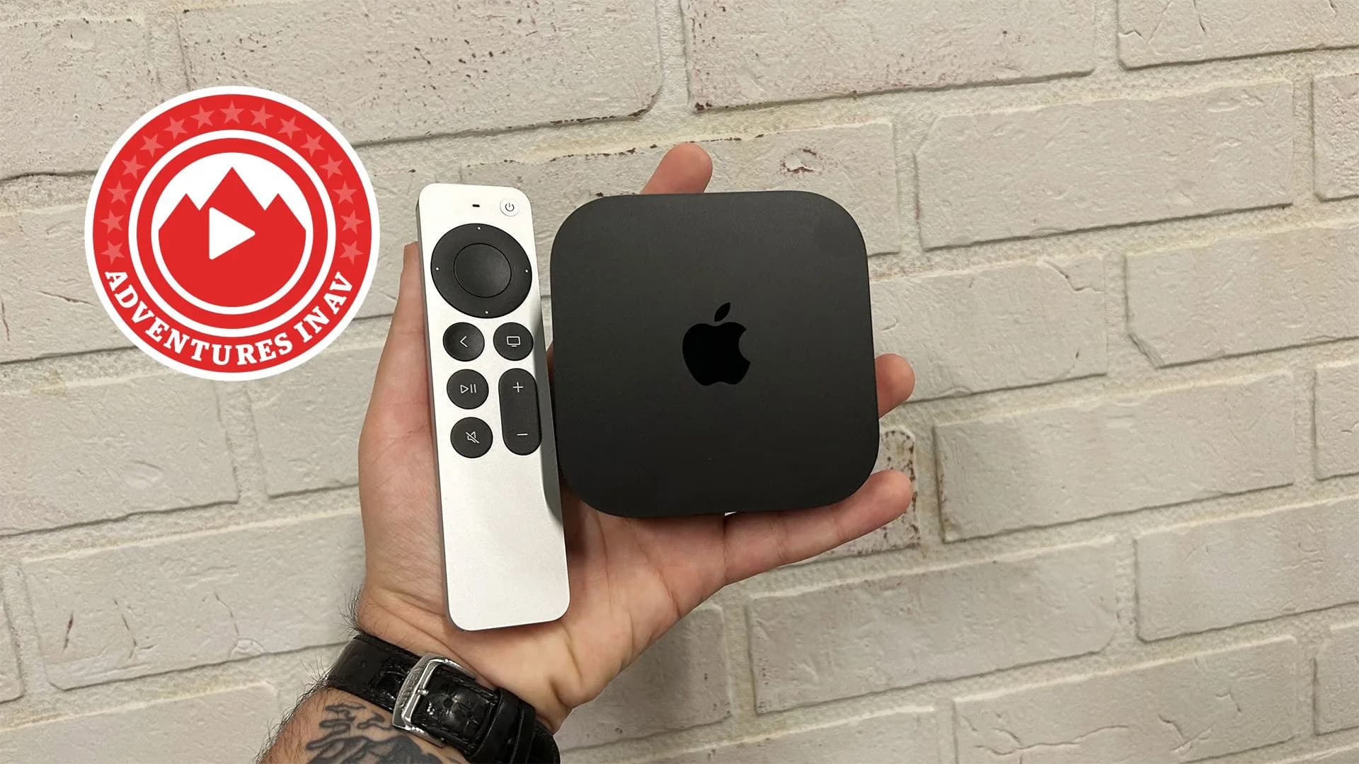 A mockup of the current Apple TV 4K box beside a speculative render of a slimmer remote