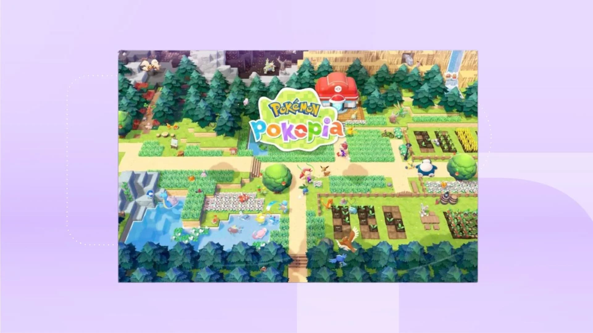 Key art for Pokemon Pokopia showing Ditto and other Pokemon in a cozy farming world on Nintendo Switch 2