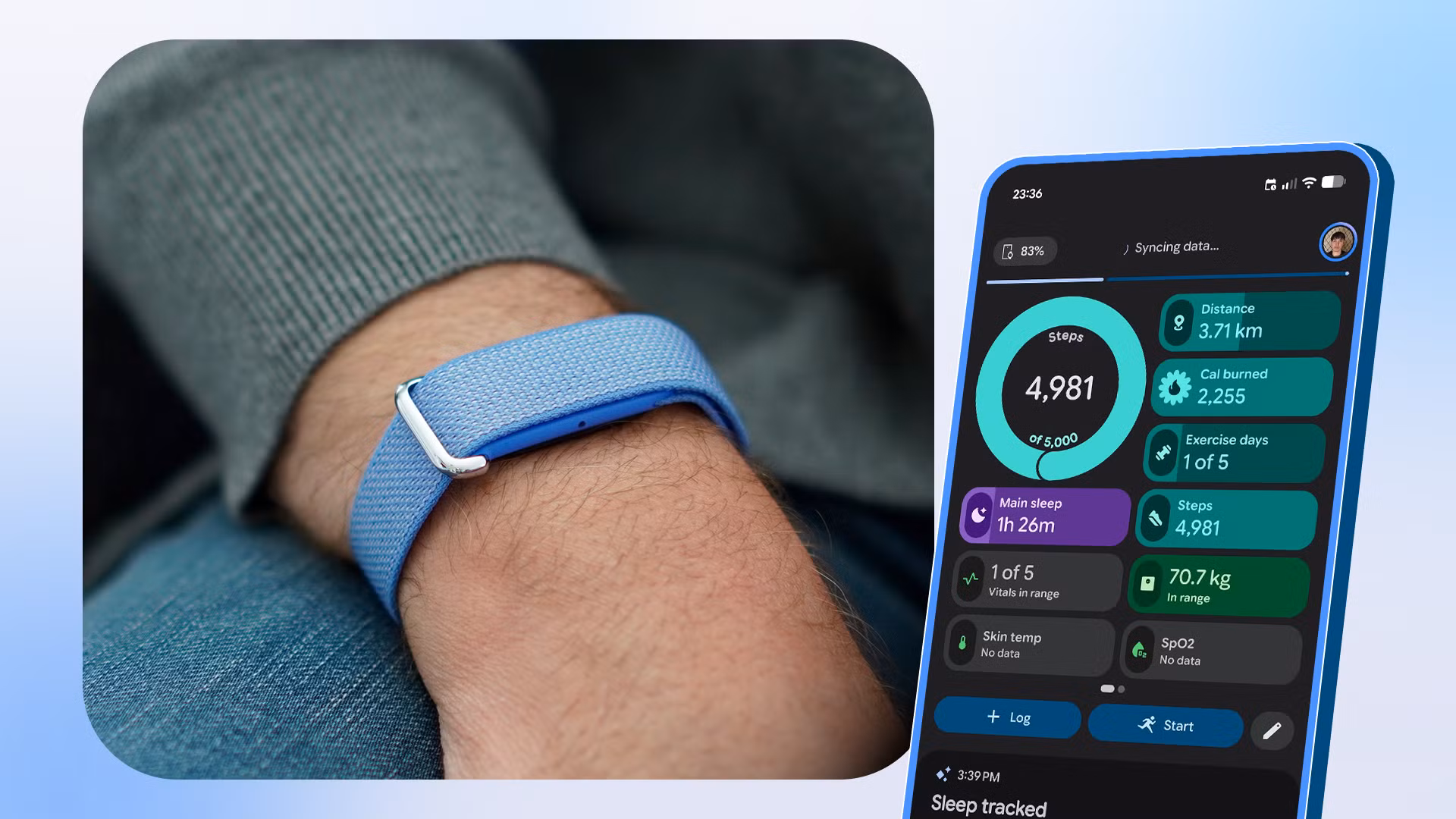 Google Fitbit Air wearable band on wrist