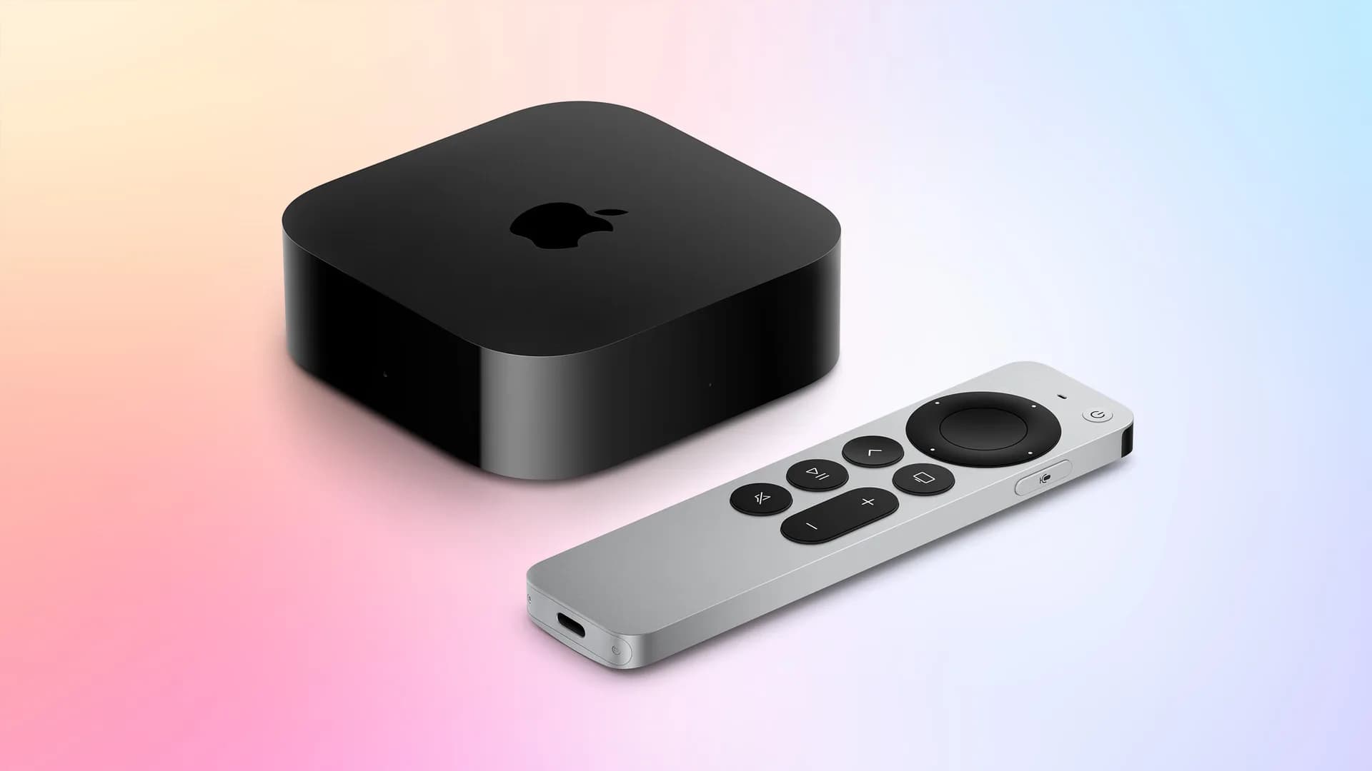 Apple's new OLED iPad mini shown alongside the fourth-generation Apple TV 4K box