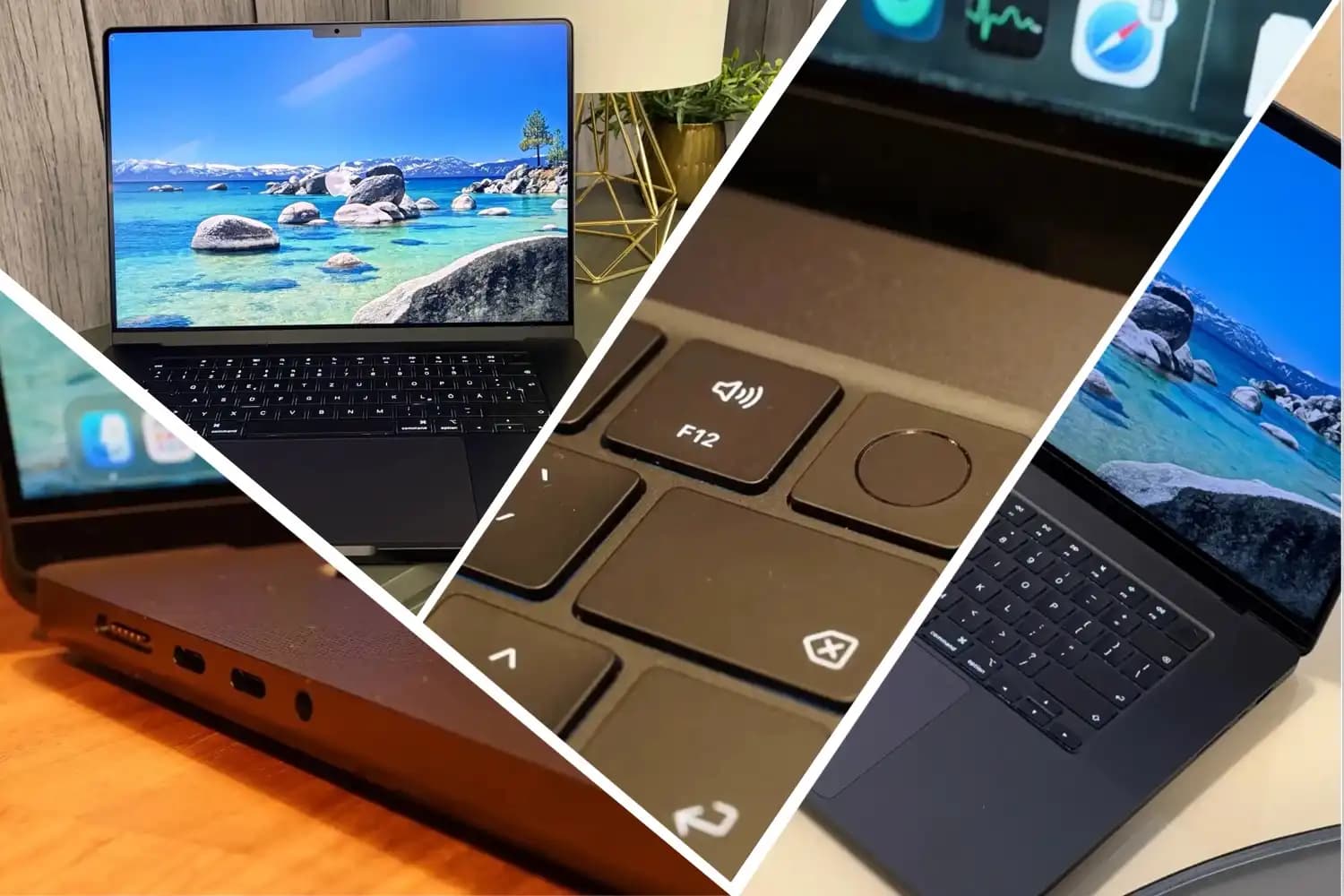 Apple's new MacBook Pro with an OLED touchscreen display shown open on a desk