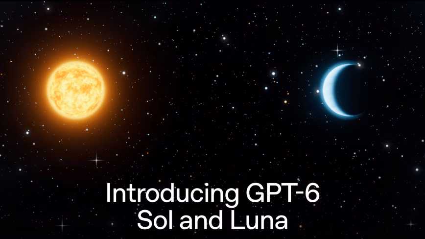 OpenAI announcement artwork referencing GPT-6 Sol and Luna models alongside Google Cloud branding