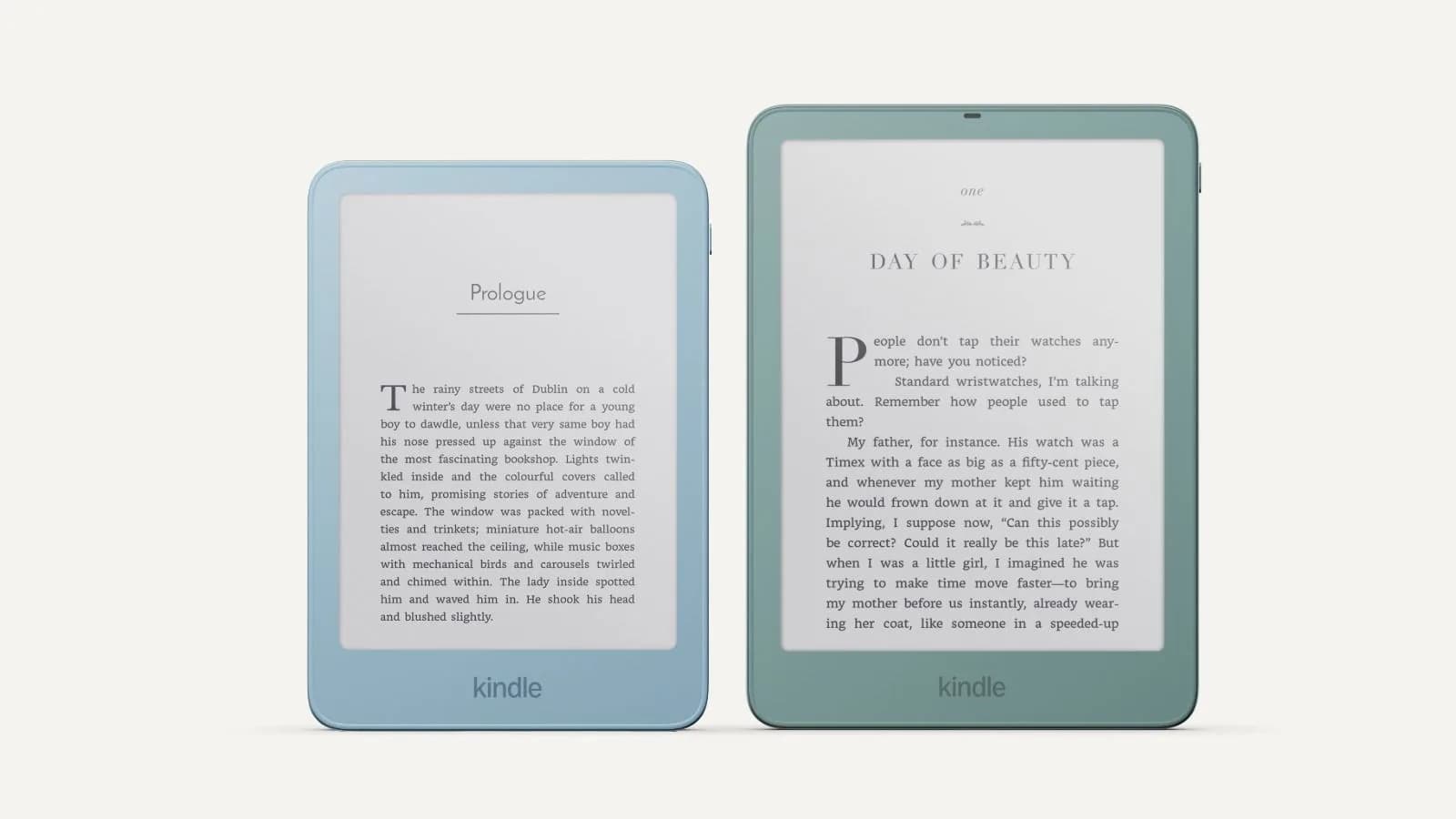 A side-by-side comparison showing light bleed on the new Kindle's dark-mode screen versus a clean black edge on an older model