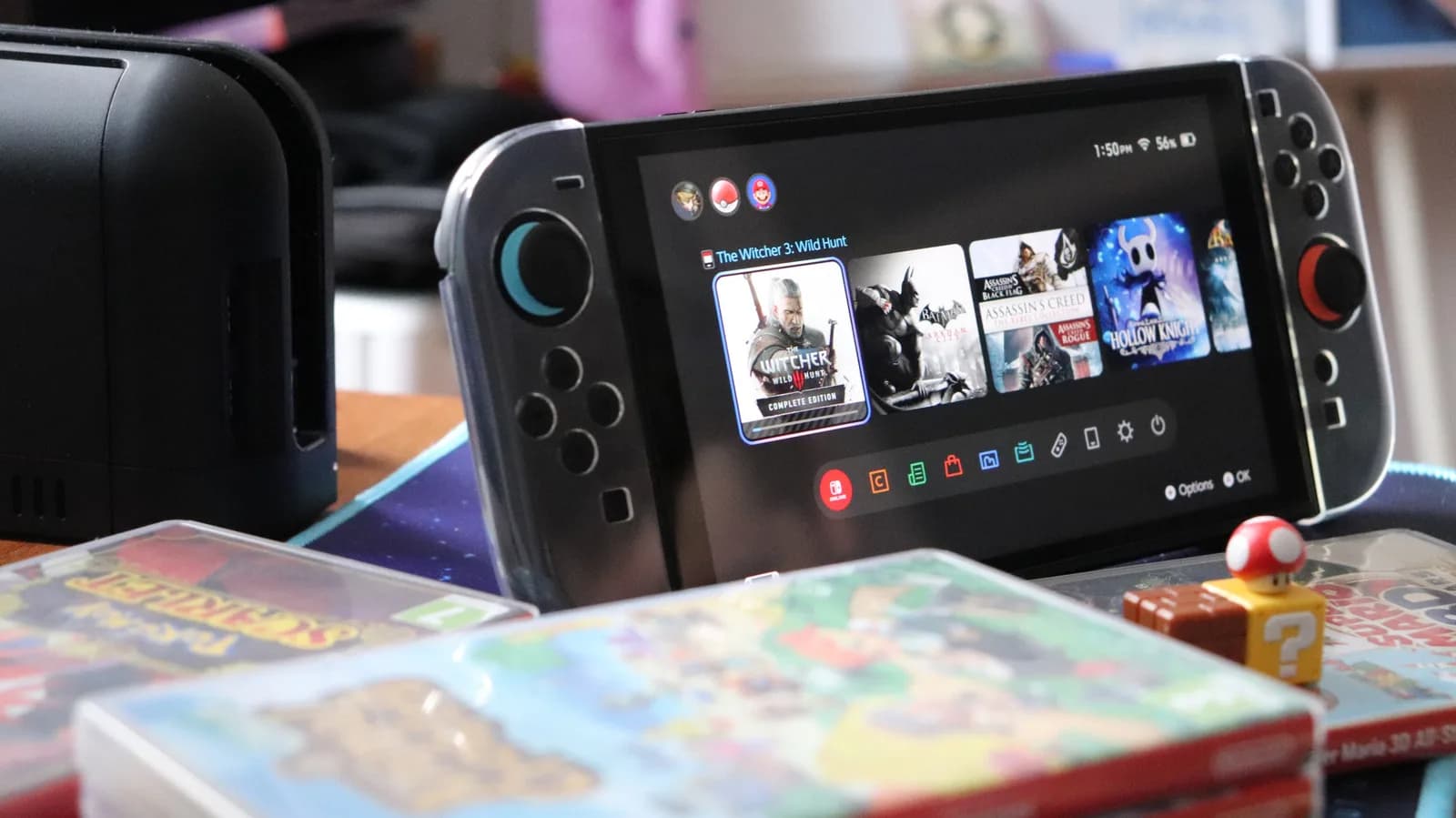 Nintendo Switch 2 dock with HDMI and power cables connected